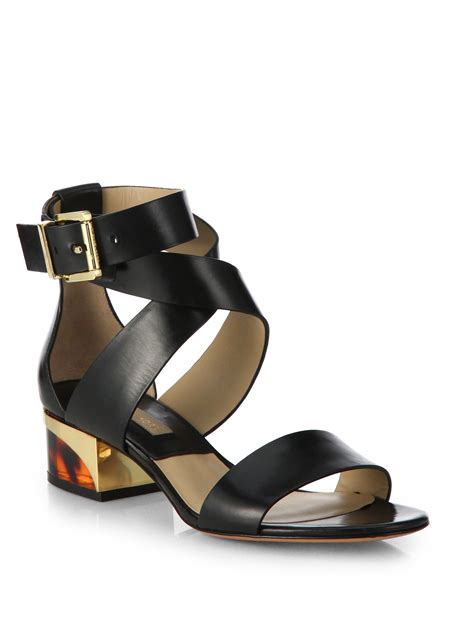 michael kors bale top stitch leather sandals|Michael Kors leather sandals.